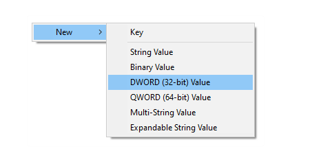 New chọn DWORD (32-bit) Value