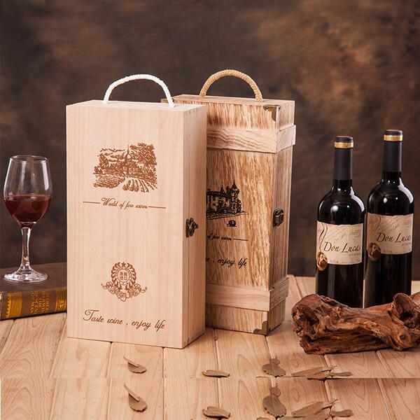 Mẫu in hộp đựng rượu vang chất liệu gỗ