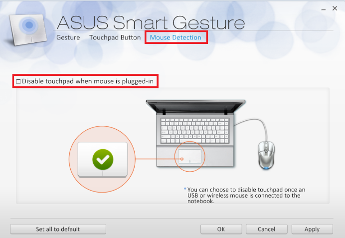 Khóa chuột cảm ứng laptop Asus trong Control Panel